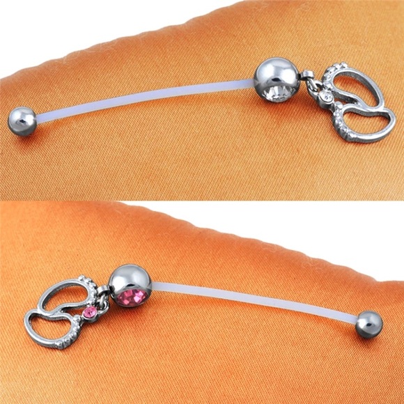 Maternity baby feet naval belly button rings PINK - Picture 2 of 3